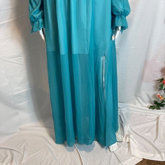Cupshe Sexy Bohemian Off shoulder Beach Style ruffles split Turquoise Dress Sz L - Picture 5 of 11